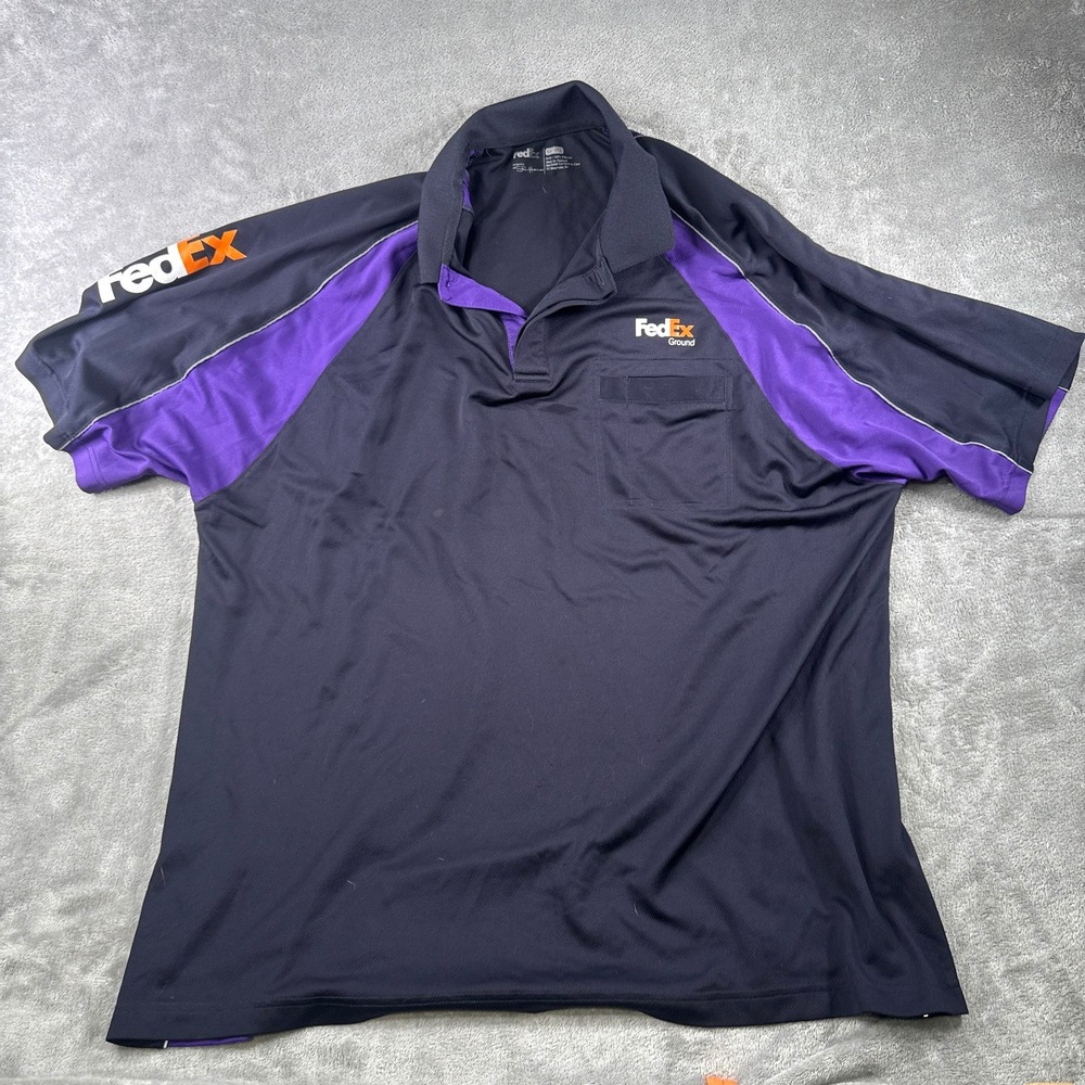 FedEx Polo Shirt Mens 3XL Blue Purple FedEx Ground Uniform Stan Herman SS